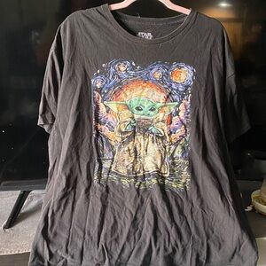 Star Wars Black Tee with Colorful Baby Yoda Design